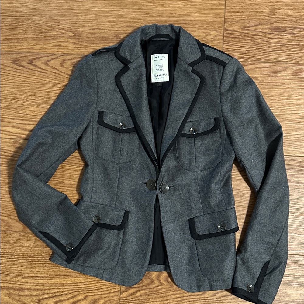 rag & bone Charcoal Blazer with Black Details